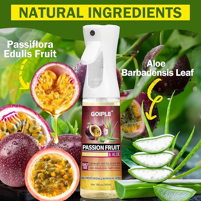 Loc Moisturizing Spray for Dull, Dry Locs - Daily Passion Fruit Hair and Scalp Moisturizer for Dreadlocks, Sisterlocks, Microlocks, Braids - Rose Water for Hair Loc Spray Moisturizing Refreshing(2PCS)