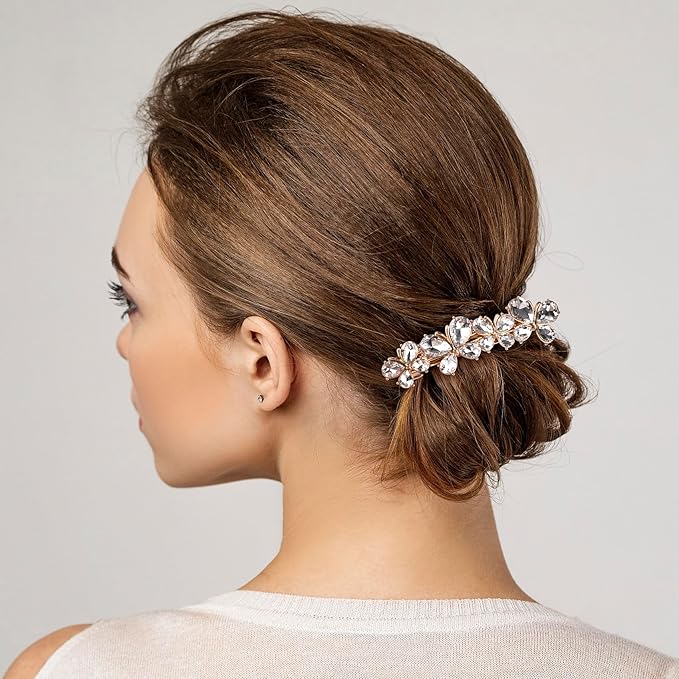 Joez Wonderful Rhinestone Hair Clips, Bridal Hair Accessories for Women, Sparkly Crystal Hair Pins, Fancy Hair Barrettes for Wedding, Bride, Long Hair (White Butterfly, 1 Pcs)