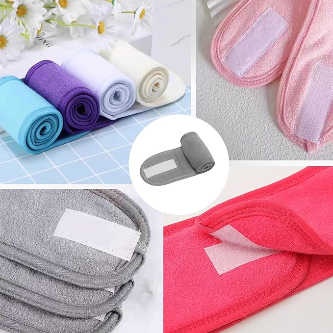 4 Pack Adjustable Makeup Headbands – Non-Slip Spa & Facial Hair Wrap, Washable Headband for Shower, Yoga, Gym, Salon & Home Use (Fits All),HZFD-BC