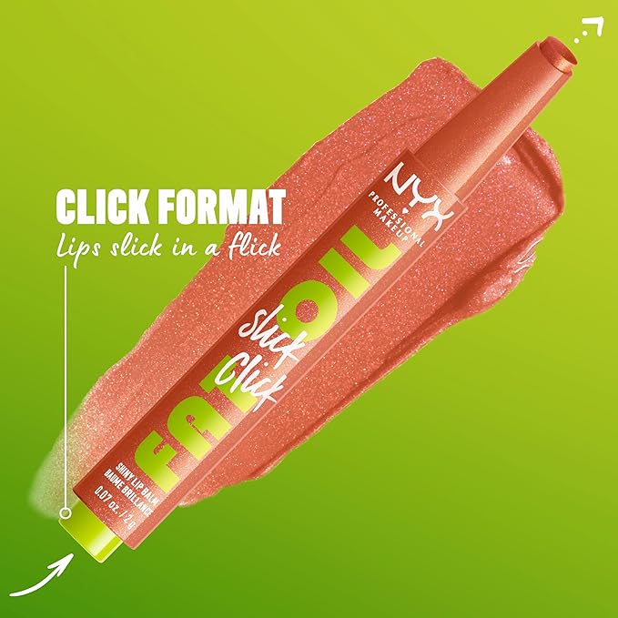 NYX PROFESSIONAL MAKEUP Fat Oil Slick Click, Lightweight, Buildable, Pigmented Vegan Lip Balm - Hits Different