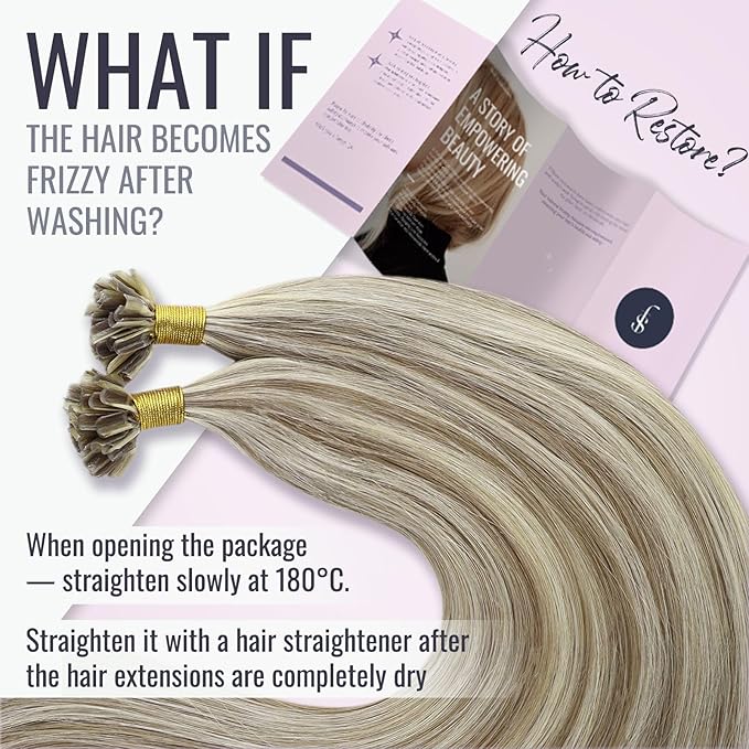 Fshine U Tip Remy Human Hair Extensions Highlighted Light Brown Mixed Platinum Blonde Pre Bonded Hair Extensions Real Human Hair 16 Inch Hot Fusion Nail Tip Hair Extensions For Women 50 Grams 1g/s