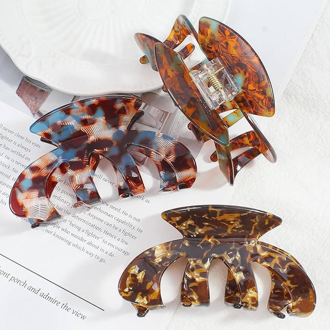 Jayongnee Clips for Women - Octopus Claw Clip - Hair Clips for Long and Thick Hair, Non-Slip Big Claw Strong Hold Hair Unbreakable 3 PCS