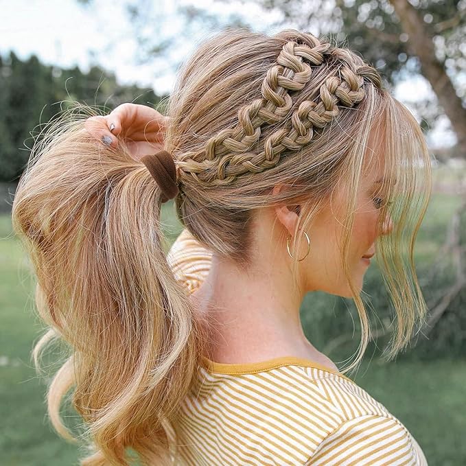 100 Pcs Thick Seamless Hair Ties, Ponytail Holders Hair Accessories No Damage for Thick Hair Christmas Gift(Dark Brown Colors)