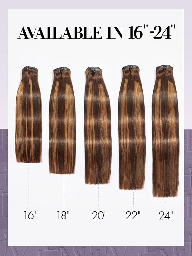 LUVME Clip in Hair Extensions, 135g 20 Inch 7pcs #4/27 Human Hair Extensions Thick on Extensions Real Human Hair Clip on Double Weft Remy Hair