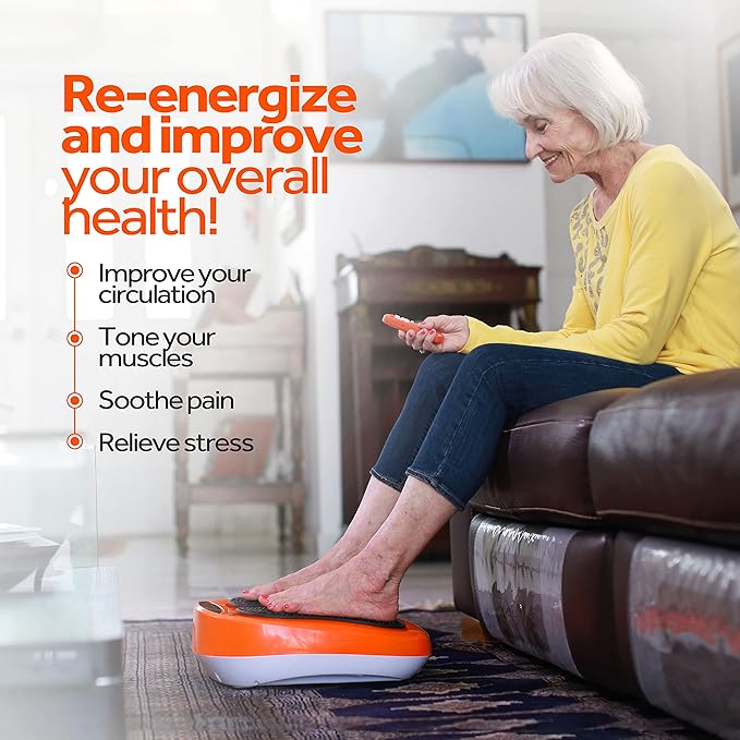 Power Legs Electric Foot Massager Machine with Remote Control, Adjustable Speed, Vibration - Calf Massager - Feet Massager for Neuropathy Pain Relief, Plantar Fasciitis, Leg Blood Circulation (Orange)