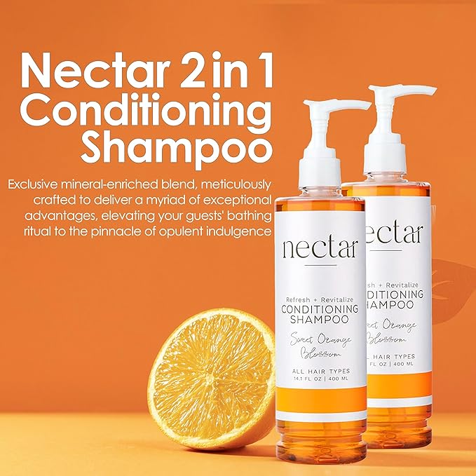 World Amenities - Nectar Pump Bottle Conditioning Shampoo - Hair Repair Shampoo and Conditioner with Fresh Fragrance