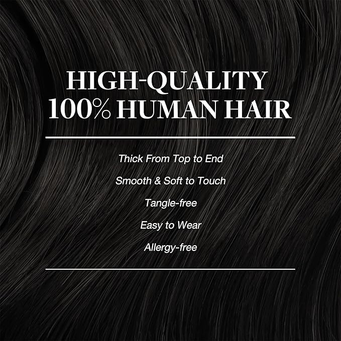 GOO GOO Clip in Hair Extensions Real Human Hair, Remy Human Hair Extensions Clip ins for Women, Natural Human Hair, 24inch 240g 9Pcs, #1B Natural Black