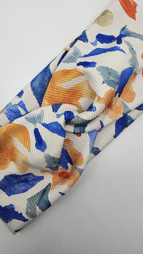 Soft Stretchy Headband, 3-in-1 Versatile Twist Style, One-Piece (Rusty Blues Floral, Child)