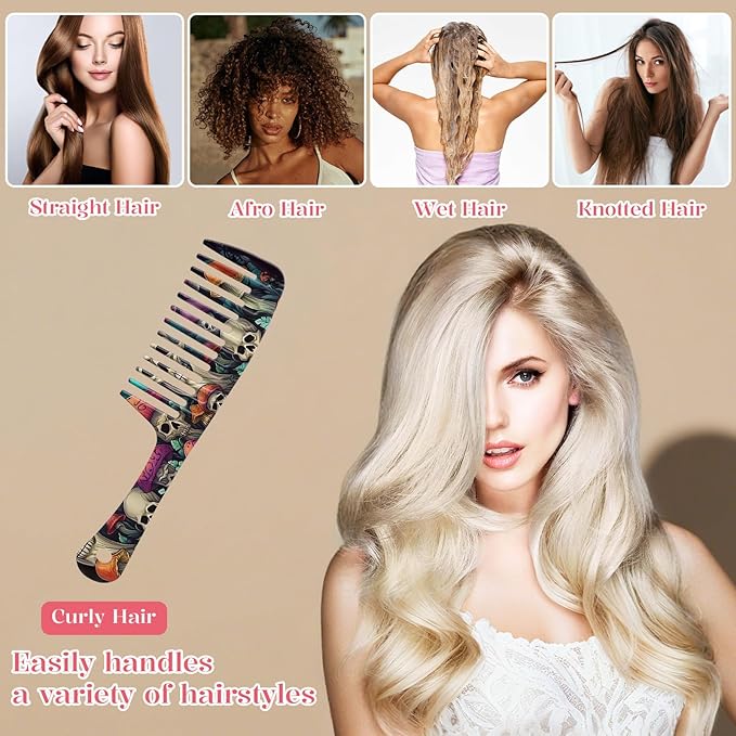 Wide Tooth Comb,Effortless Tangle Removal for Curly, Wet, Long Hair Wet,Cute Aesthetic Design for Women Men and Girls (Orange-20)