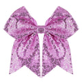 Large Glitter Cheer Bows Clips, Jumbo Big 7 Inch Cheerleading Sequin Hair Bow Hair Accessories for Teens Girls Football Sports Cheerleader Outfit Uniform (Light Purple)