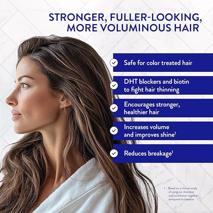 Routine Wellness Anti-Thinning Shampoo for Thinning Hair - Biotin DHT Blocker Women & Men - Color Safe Shampoo for Hair Loss & Healthy Hair - Peony & Pomegranate - 14oz