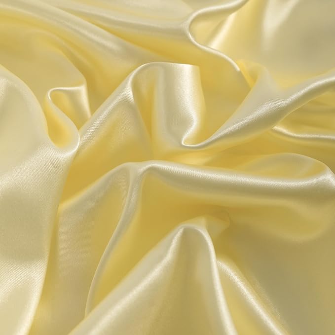 NTBAY 12 Pack Satin Queen Pillowcases for Hair and Skin, Luxurious and Silky Pillow Cases with Envelope Closure, 20 x 30 Inches, Light Yellow