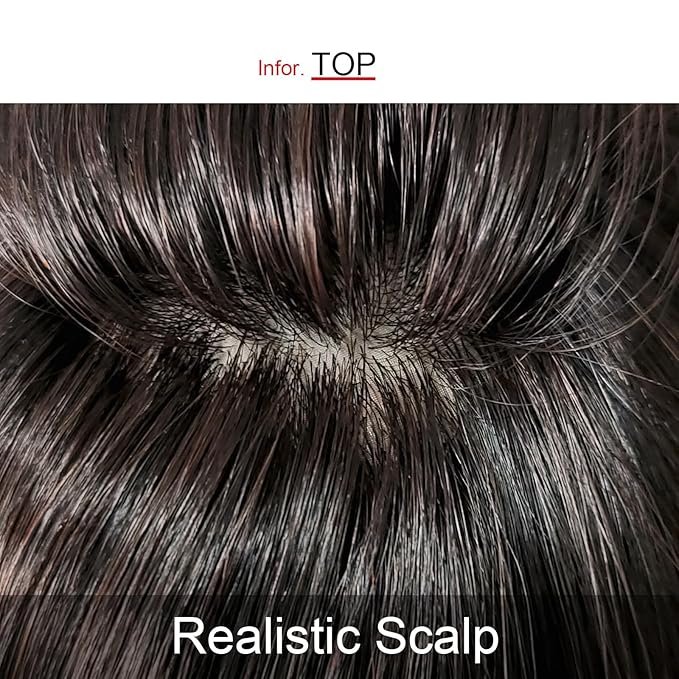 100% Human Hair Topper Machine Hand Made Hair Pieces Clip in Hair Wiglets for Women Thinning Hair,Hair Loss BAZF710 (BR Brown × Hair Length:9.8"(25cm), Base Dimension:2.8"×3.9"(7cm×10cm))