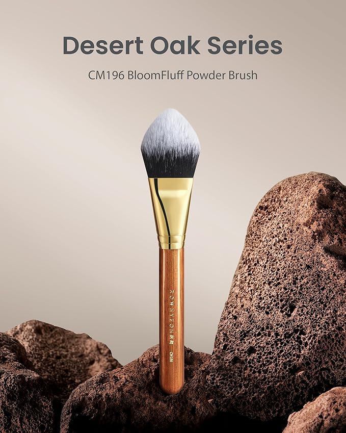 Desert Oak Series BloomFluff Powder Brush - 45mm Giant Heart-Shaped Face Brush for Setting Powder & Bronzer, Luxury Bubinga Handle (CM 196)