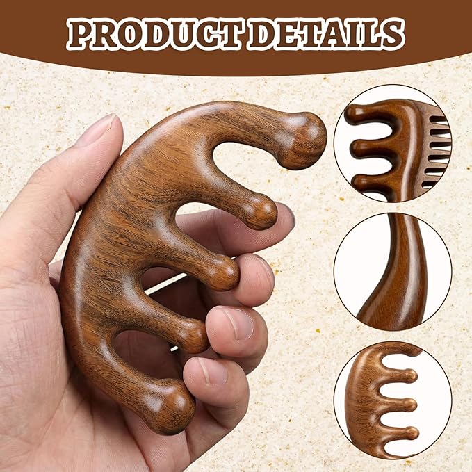 Wooden Scalp Massager Comb, Wide Tooth Comb, Scalp Massager Hair Growth with Scalp Massager and Wooden Scalp Massager Tool（Random shipment）