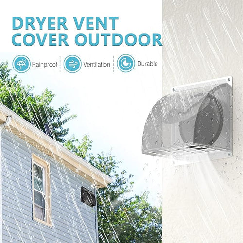 5 Inch Dryer Wall Vent Cover, HG Power Metal Wall Vent Cap Outside with Removable Screen & Cushioned Non-Return Flap for Home Wall, Air Condition, Range Hoods, Kitchen (White)