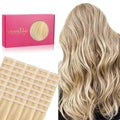 WENNALIFE Tape in Hair Extensions Human Hair, 40pcs 80g 12 inch Light Blonde Highlighted Golden Blonde Hair Extensions Real Human Hair Straight Tape in Extensions Invisible Human Hair Extensions