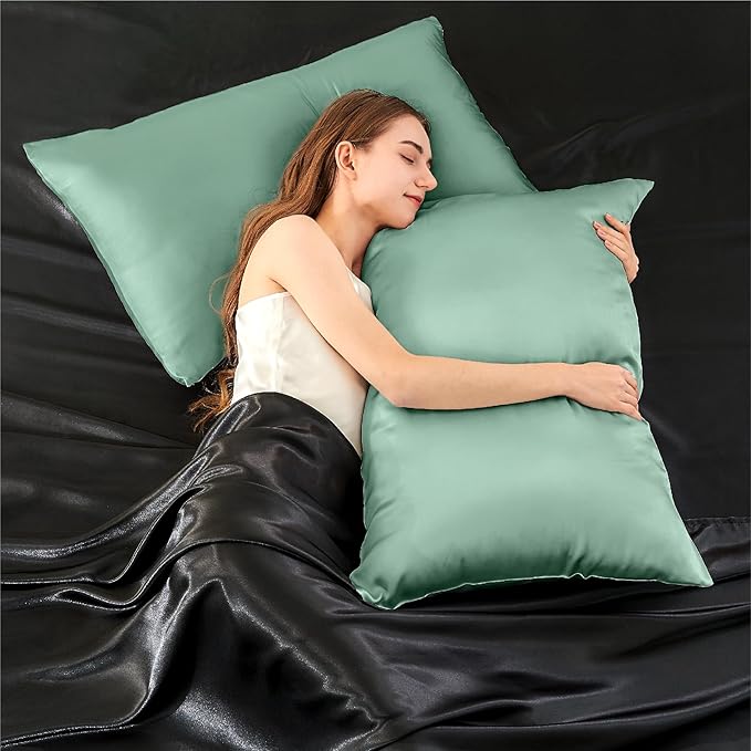 INFIIXSO Mulberry Silk Pillow Case King Size, Silk Pillowcase with Hidden Zipper 20"x36", Extraordinary Smooth and Soft Pillow Cases for Hair and Skin(Mint Green, 1 Pack)