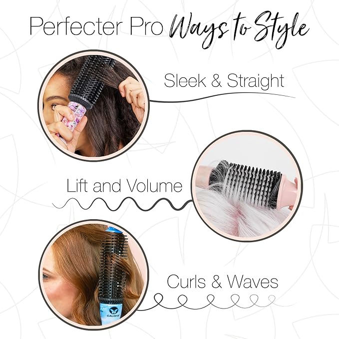 CALISTA Perfecter Pro Heated Round Brush | Lift, Volumize, and Style with No Heat Damage for Healthier-Looking Hair | 1.5" for Long Hair Styles | Dual Voltage & Adjustable Temp (1.5, Rose Gold)