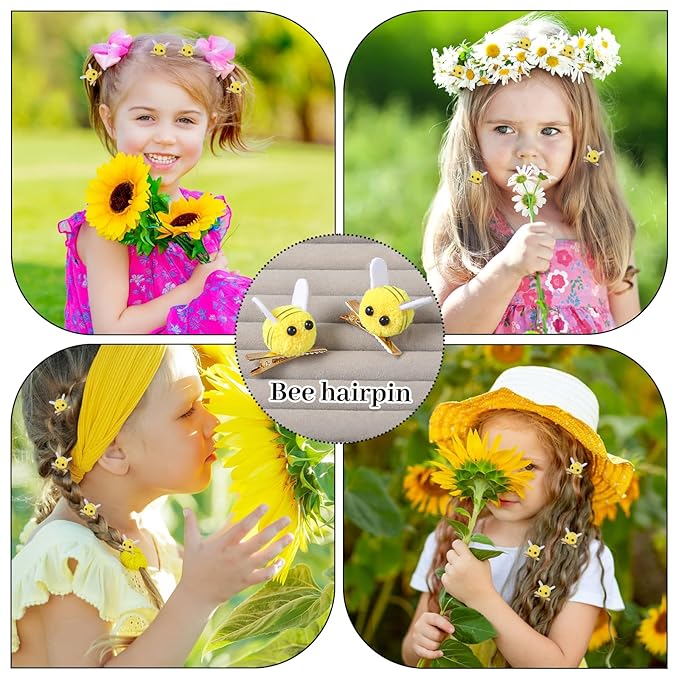 10 PCS Bee Hair Clips, Felt Bee Hairpins Spring Themed Alligator Clip Women Bangs Clips BumbleBee Hairs Barrette Cute Hair Accessories for Women Girls