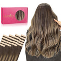 WENNALIFE Tape in Hair Extensions Human Hair, 20pcs 14 inch 50g Balayage Chocolate Brown to Honey Blonde Remy Tape Hair Extensions Real Human Hair Tape Extensions Coloured Hair Extensions