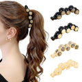 Rhinestone Banana Hair Clips for Women - 4Pcs Sparkly Crystal Ponytail Holders for Medium Hair, Non-Slip Hair Accessories for Half-Up Styling, Dressy for Daily & Party (NOT for Thick Hair)