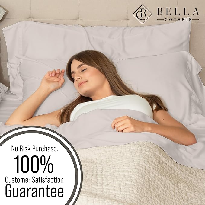 Bella Coterie | Luxury Bamboo Viscose Queen Size Pillowcase Set | 100% Organically Grown | Ultra Soft | Cooling | 2 Pcs [Dune]