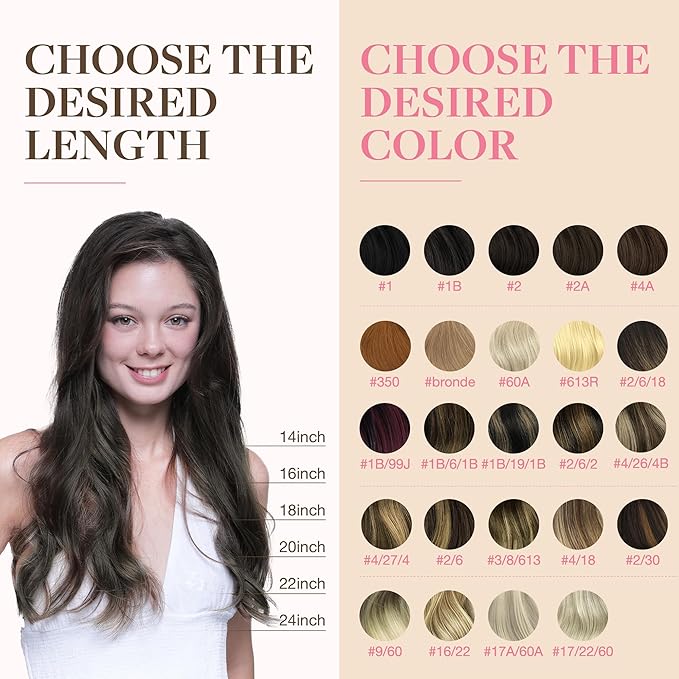 GOO GOO Tape in Hair Extensions Human Hair, 1C Mocha Brown, 14inch 100g 40pcs, Skin Weft Seamless Invisible, Silky Straight with Thick Ends, Remy Human Hair