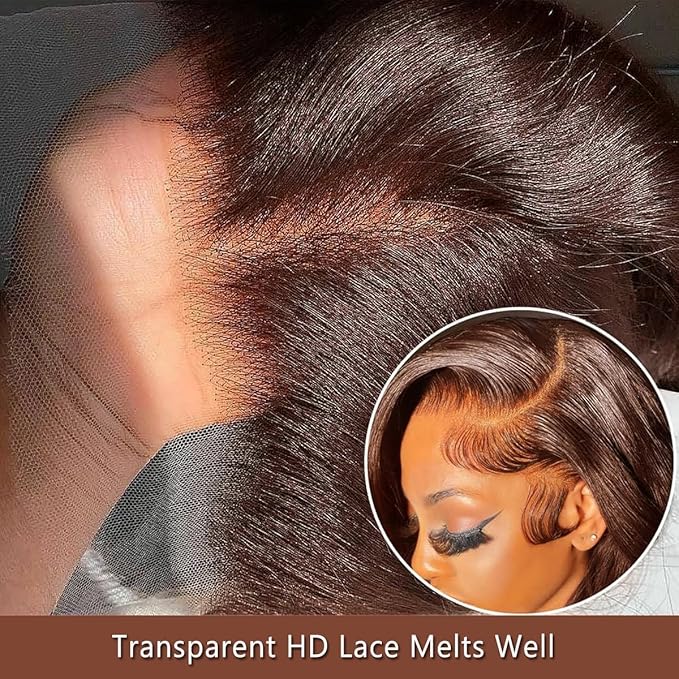 Chocolate Brown Lace Front Wigs Human Hair with Baby Hair 200 Density 13x4 Body Wave Lace Frontal Human Wigs Pre Plucked 4# Brown Wig 30 Inch