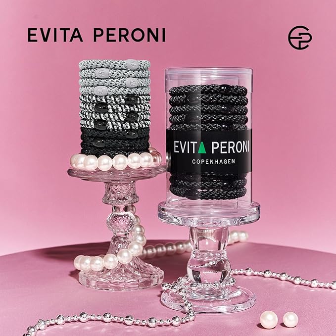 EVITA PERONI Hair Ties 12 Pcs Set, High Elastic Ponytail Holders, Hair Ties No Damage for Thick Curly Hair Women Men, Mothers Day Gifts (Black)