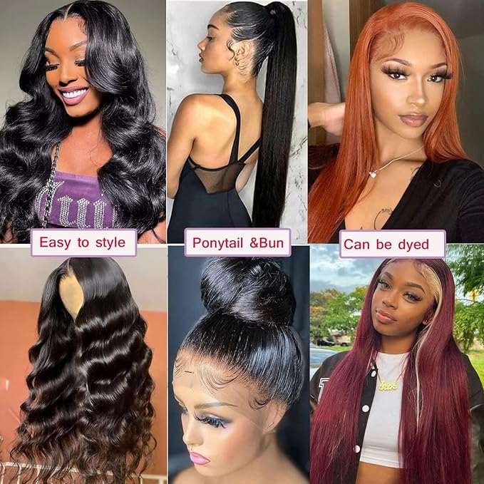 Lemoda Full 13x6 SKINLIKE Real HD Lace Wigs Straight Virgin Human Hair 20inch 200% Density 13x6 Full Lace Frontal Wigs Invisible 0.1mm Ultra-thin Frayed Ends Lace Front Wig Pre Plucked Tiny Knots