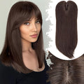 Hair Topper for Women Clip in Bangs – 18 Inch Medium Length Straight 360° Full Coverage Dark Brown,Synthetic Natural Looking Piece for Thinning Hair