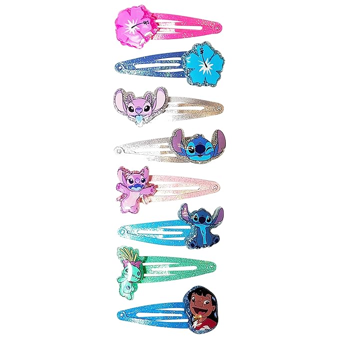 Disney Stitch Kids Hair Clips for Girls Snap Clips 8 Pack Multi Color Ages 3+