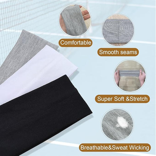 3PCS Headbands for Women Non Slip Elastic Sweat Hairbands Fashion Sports Hair Bands Soft Cloth Fabric Stretchy Headband for Workout Yoga Running