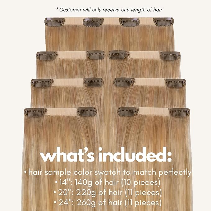 Irresistible Me Real Human Hair Extensions Clip Ins – 100% Human Hair Clip In Extensions for Length & Volume – Invisible Extension – Heat Resistant & Dyeable – Blonde Highlights, 20 Inches