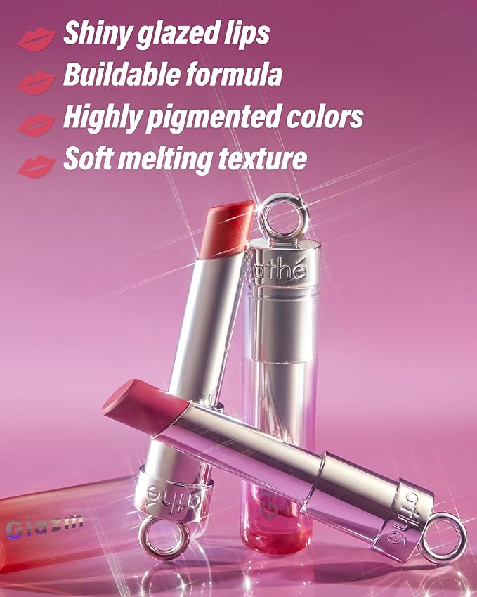 ATHE Glazm Lipbalm Stick - Vegan Glow Korean Lip Balm - Plumping, Volumizing & Highly Pigmented Lipstick - Soft Melting, Buildable Formula - Plant-Derived, Cruelty-Free, 0.12oz. (01 Pic Me)