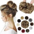Messy Bun Hair Piece Wavy Curly Scrunchies Fluffy Donut Thick Updo Elegant Chignon Hairpieces for Women Girls, Light Brown Mix Ash Blonde 1.4oz