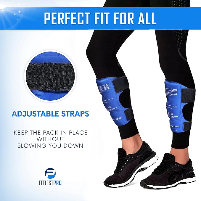 Shin Splint Ice Packs (XL Set of 2) Reusable Hot and Cold Therapy Wrap | Leg or Calf Pain Relief | Advanced Soft Gel Technology | Freezable and Microwavable | Running Injuries & Recovery