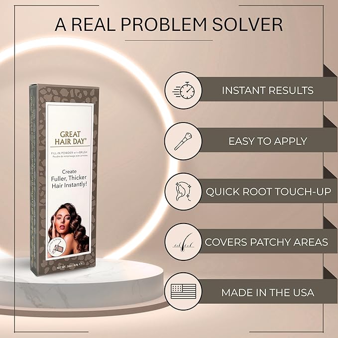 Joan Rivers Great Hair Day Root Touch Up Powder Duo - Fill-in Powder for Thicker, Fuller Looking Hair (Brunette)