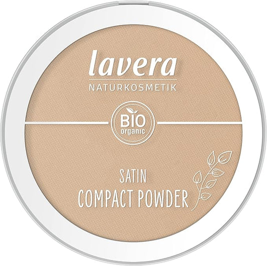 lavera Satin Compact Powder -Tanned 03- nude - Almond Oil & Rice Powder - Vegan - Mattifying - Long-Lasting - Velvety Texture 0.32 Fl Oz