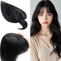 SEGO 100% Real Human Hair Toppers, with Air Bangs, Silk Base 150% Density, Clip in Topper, 2.7肺5.1・ HairPieces for Women, with Thinning/Hair Loss Cover Gray
