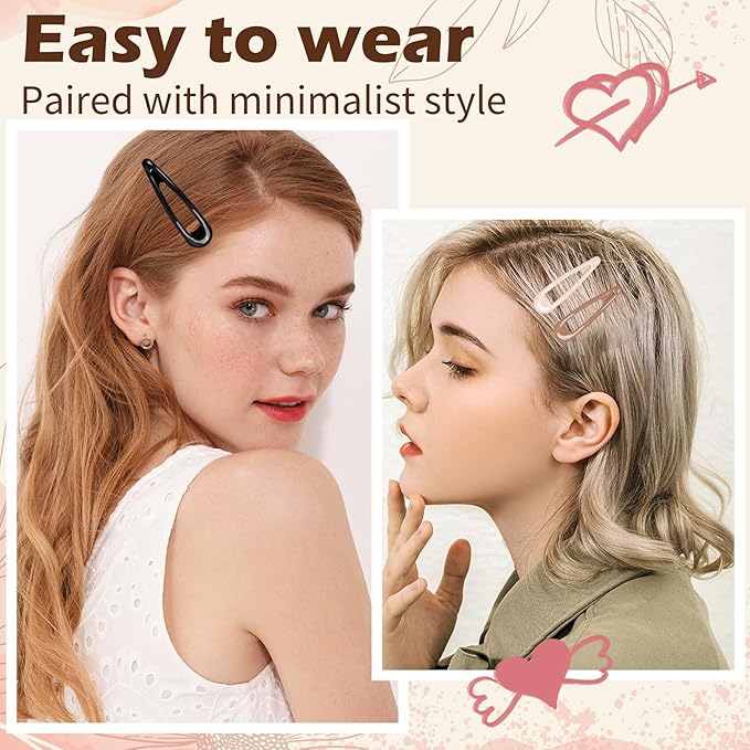 Gingbiss 50Pcs Snap Hair Clips for Women, 2.3 Inch Silicone Coating Classic Metal Hair Barrettes with Storage Case for Women Girls, No Slip Hair Accessories for Hair, 5 Assorted Colors