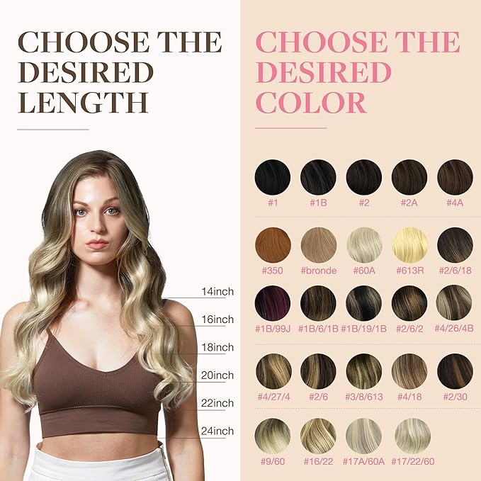 GOO GOO Tape in Hair Extensions Human Hair, 9/60 Balayage Ash Brown to Platinum Blonde, 24inch 50g 20pcs, Skin Weft Seamless Invisible, Silky Straight with Thick Ends, Remy Human Hair