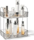 Bathroom Counter Organizer Countertop Storage Skincare Countertop Makeup Organizer Cosmetics Skincare Organizers Holder for Perfume-Grey-silver pole