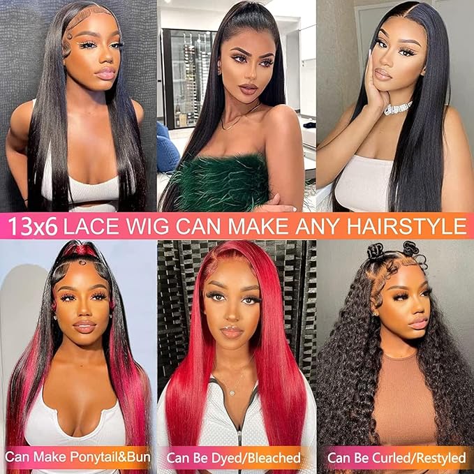 13x6 Straight Lace Front Wigs Human Hair HD Transparent Lace Frontal Human Hair Wigs for Women Glueless Wigs Human Hair Pre Plucked 36 Inch
