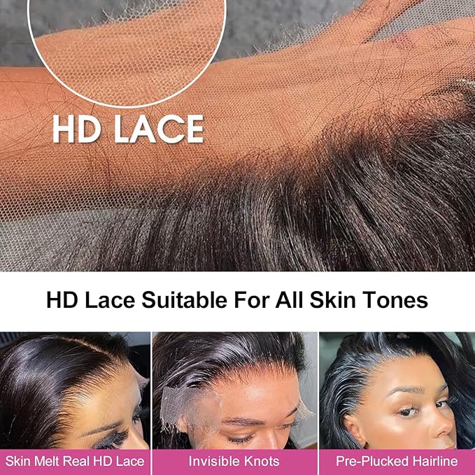 210% Density 13x6 Full Lace Frontal Wigs Human Hair 12A Deep Wave Brazilian Virgin Human Hair Pre Plucked HD Transparent Lace Glueless Wigs 22 Inch