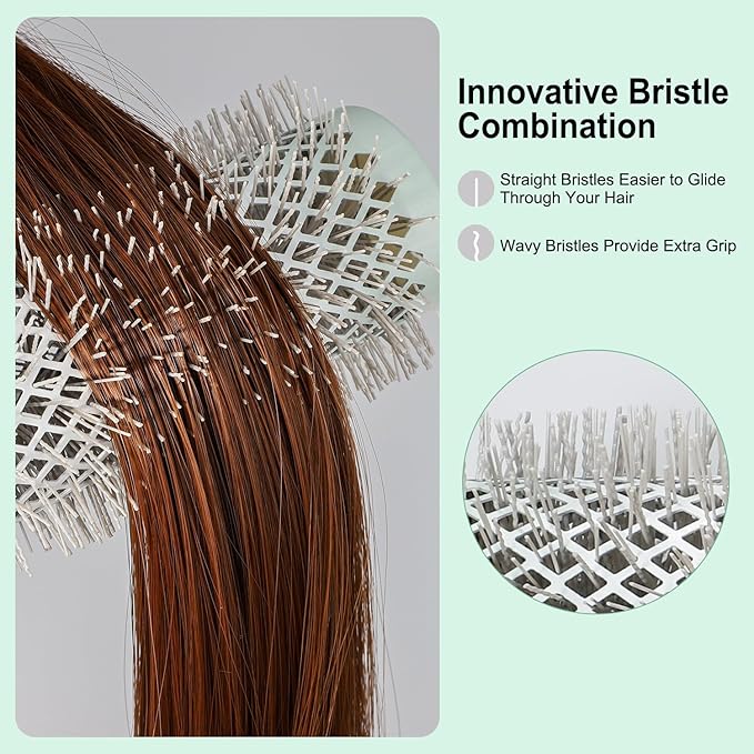 Eagle Fortress Round Brush for Blow Out, Thermal Ceramic Hair Brush for Blow Drying with Ionic Bristle for Professional Blowout Brushing - Green, 32mm