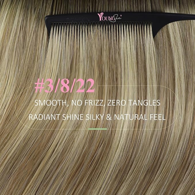 YoungSee Tape in Extensions Human Hair Balayage Brown Tape in Hair Extension Real Human Hair Brown Ombre Blonde Tape-in Human Hair Extension 14In Seamless Tape-in Hair Extension Human Hair 20pcs 50g