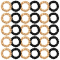 WILLBOND 30 Pcs Small Satin Silk Scrunchies Bulk for Women, Thin Hair Ties Mini Scrunchy Bands Skinny Ponytail Holders for Thick Curly Hair Pony Tails Wrist Decor(Black, Gold)