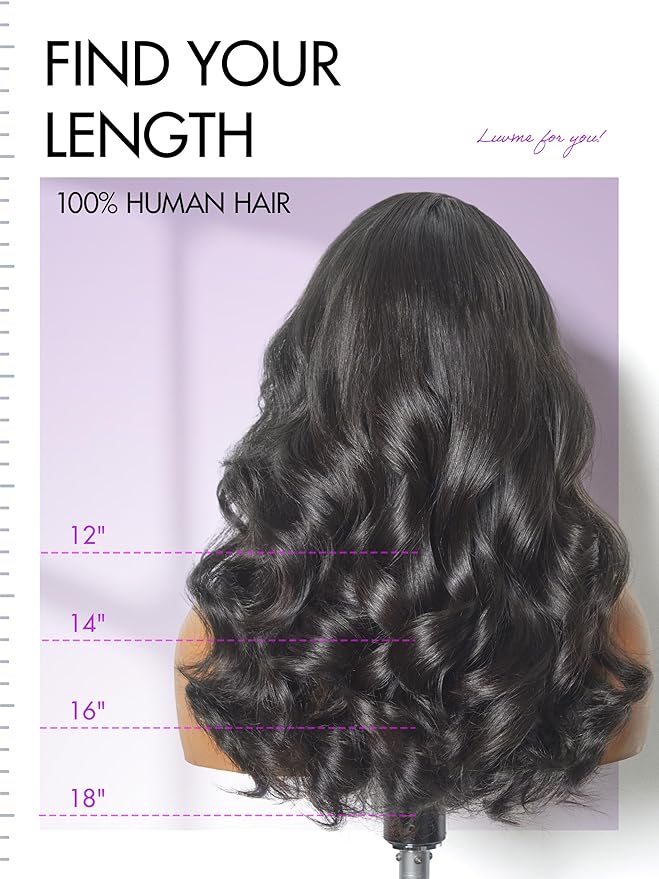 LUVME HAIR 100% Human Hair Wigs Loose Wave Glueless Lace Front 14 Inches, Pre Cut Plucked Hd Lace Short Wig Ready To Go Natural Color Straight Bleached Knots Side Part Black Wigs
